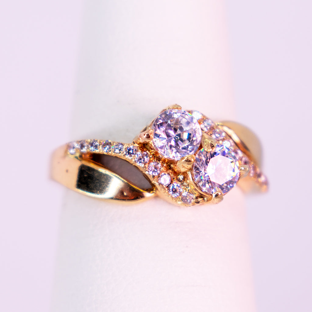 10 K Gold Ring with Double Zirconia and Radiant Shine - Mar y Sol Jewelry