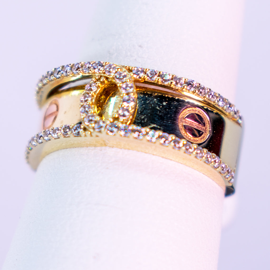 Gold Ring Set with Zirconias - Mar y Sol Jewerly