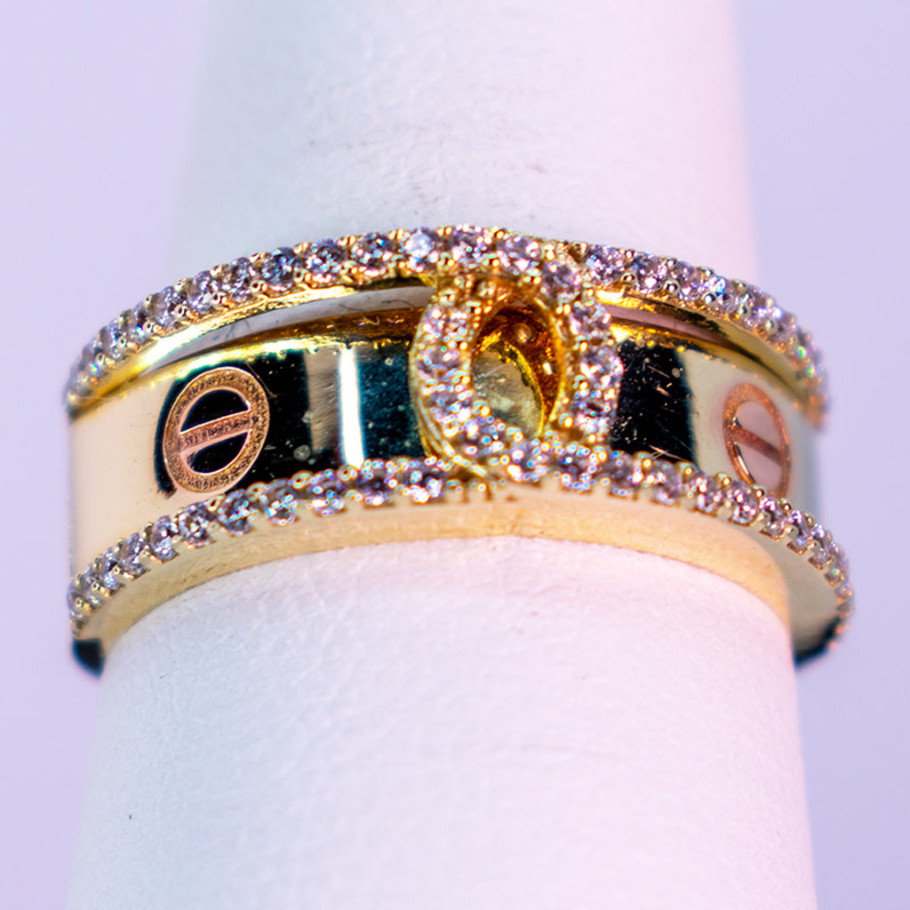 Gold Ring Set with Zirconias - Mar y Sol Jewerly