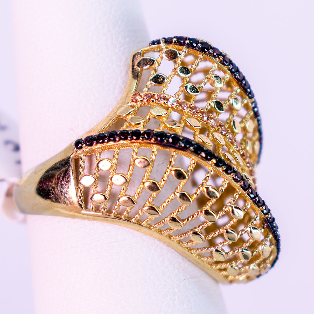 10 K Gold Ring with Black Diamonds - Mar y Sol Jewelry