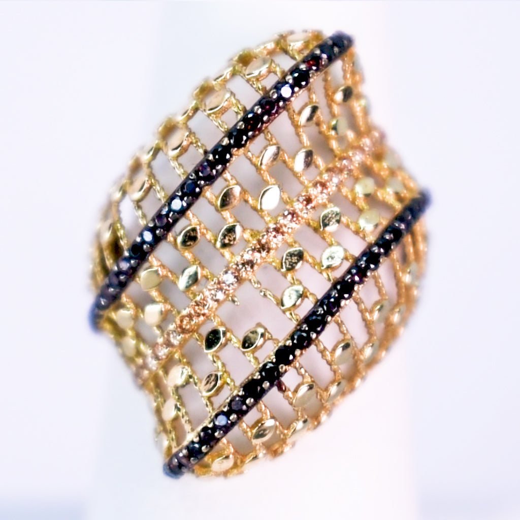 10 K Gold Ring with Black Diamonds - Mar y Sol Jewelry