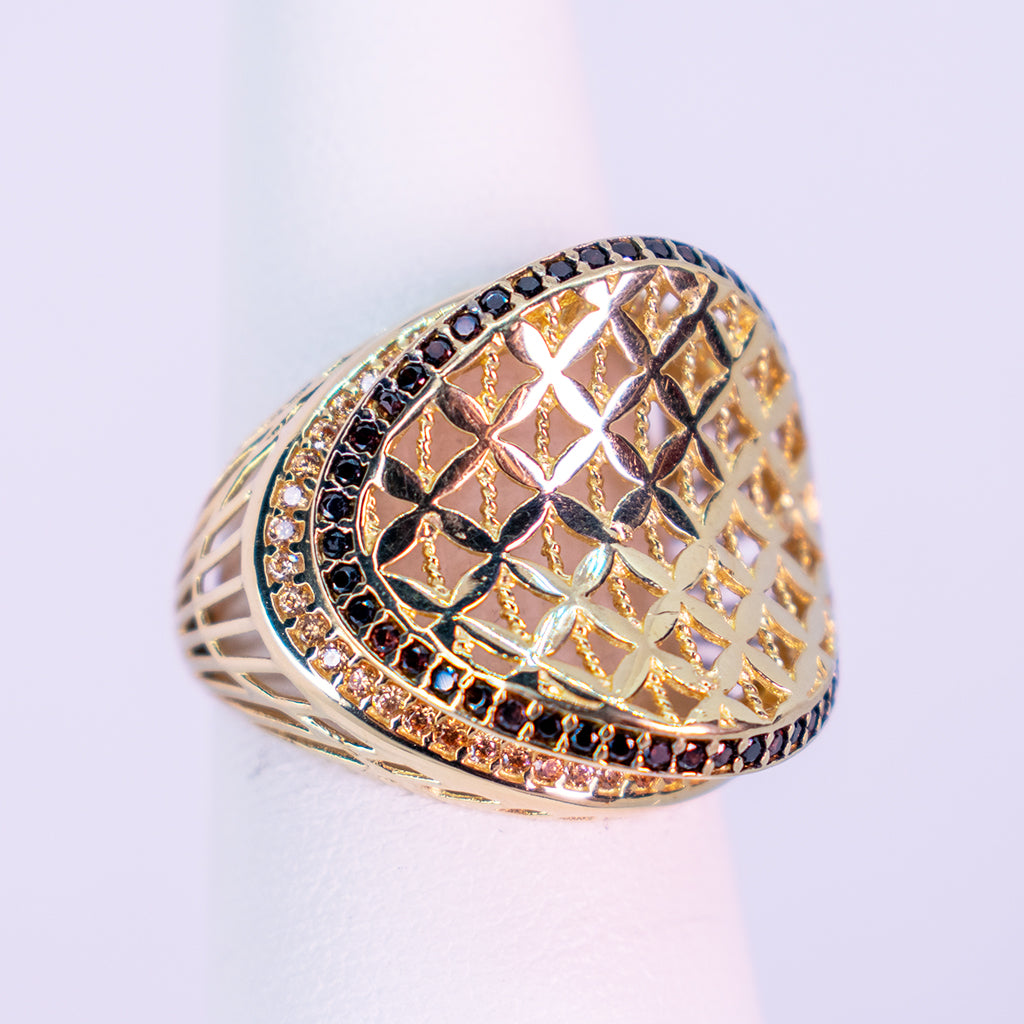 Oval Ring 10 K with X Pattern - Mar y Sol Jewerly