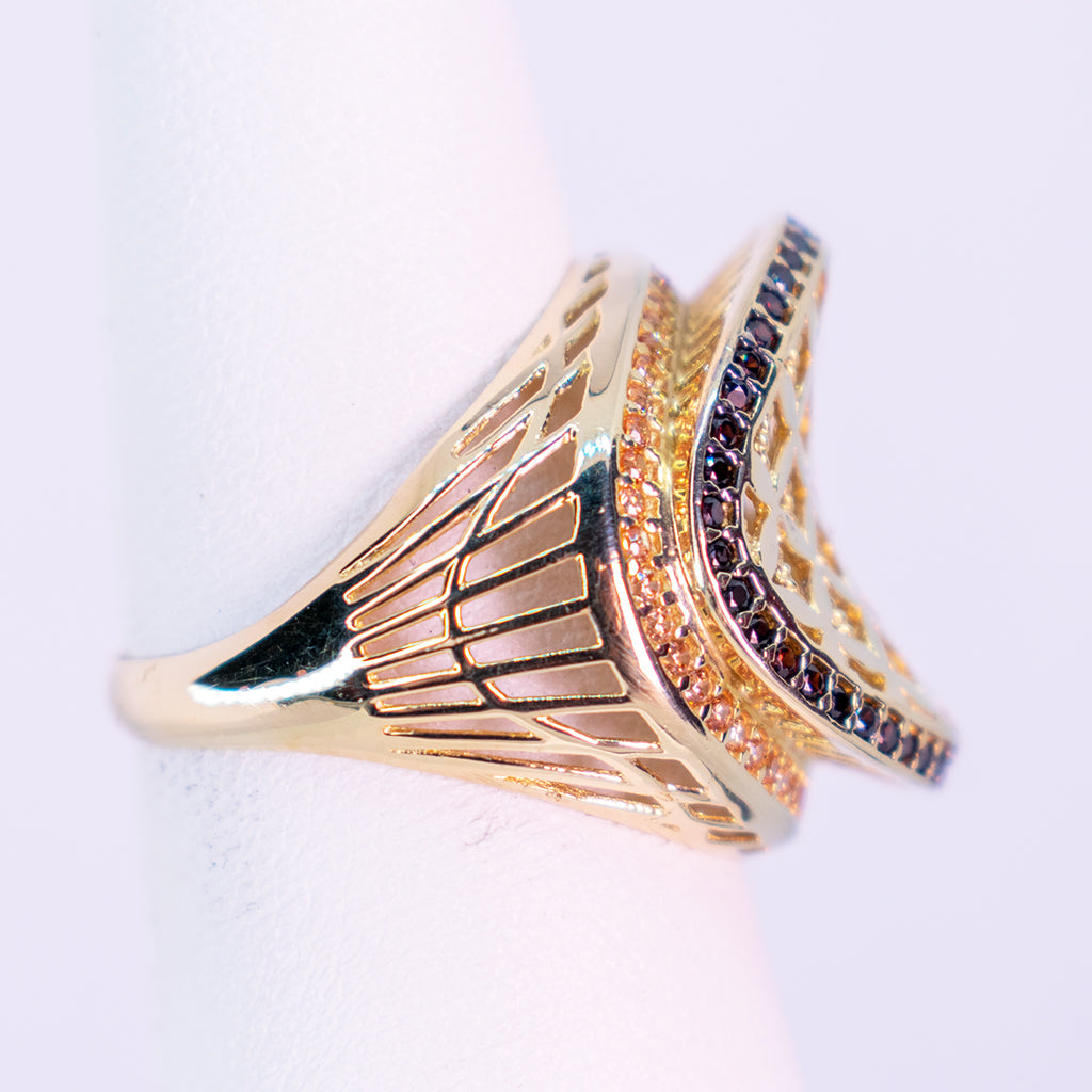 Oval Ring 10 K with X Pattern - Mar y Sol Jewerly